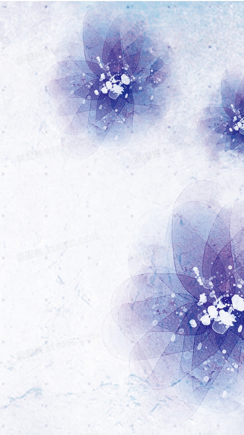 蓝紫色梦幻花卉H5背景素材