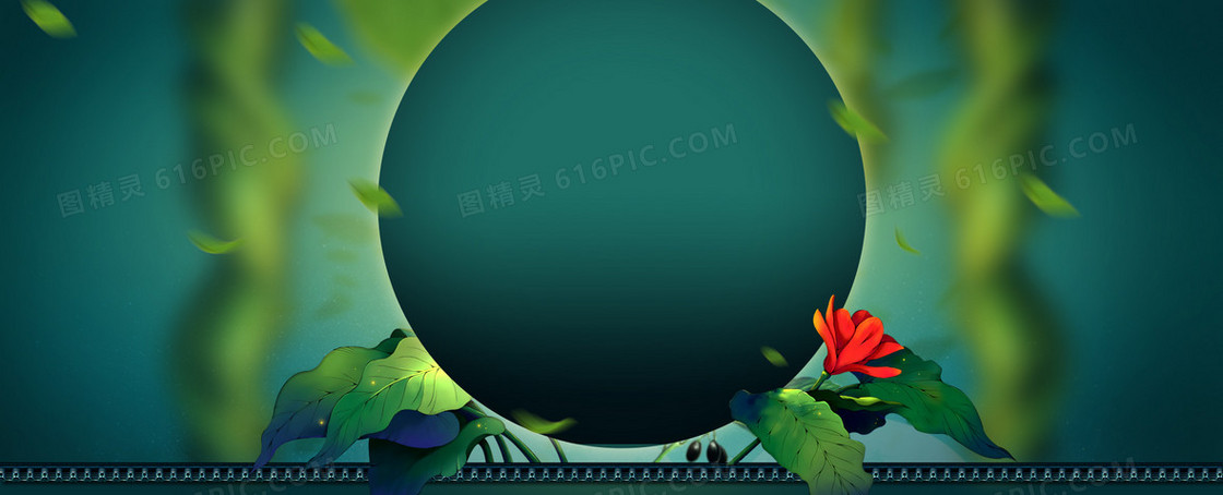 春季绿色文艺淘宝海报背景