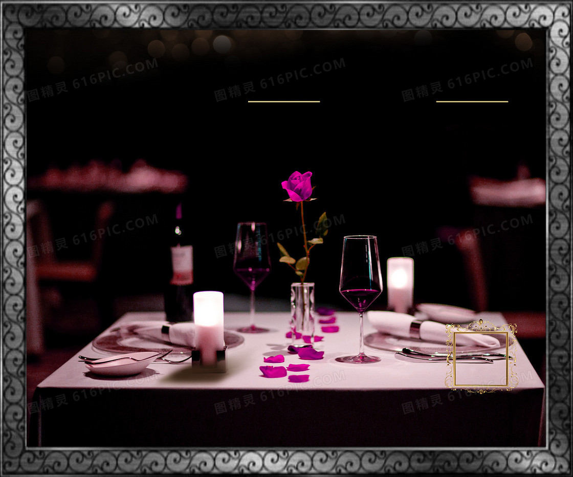 浪漫餐厅红酒灰色背景素材