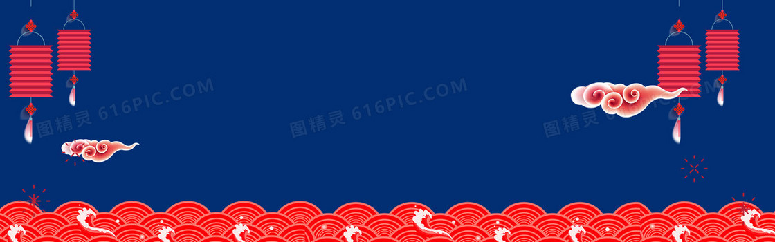 春节喜庆蓝色电商海报背景