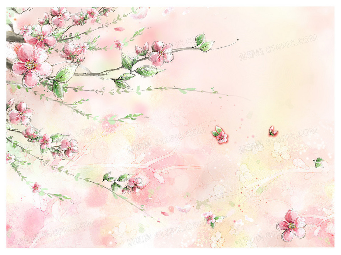 春暖花开粉色温暖背景平面素材