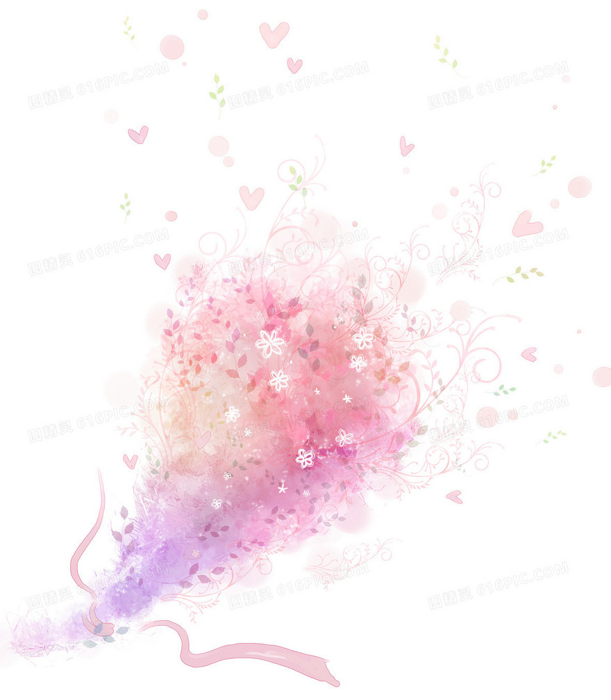 手绘喷绘粉红色捧花印刷背景