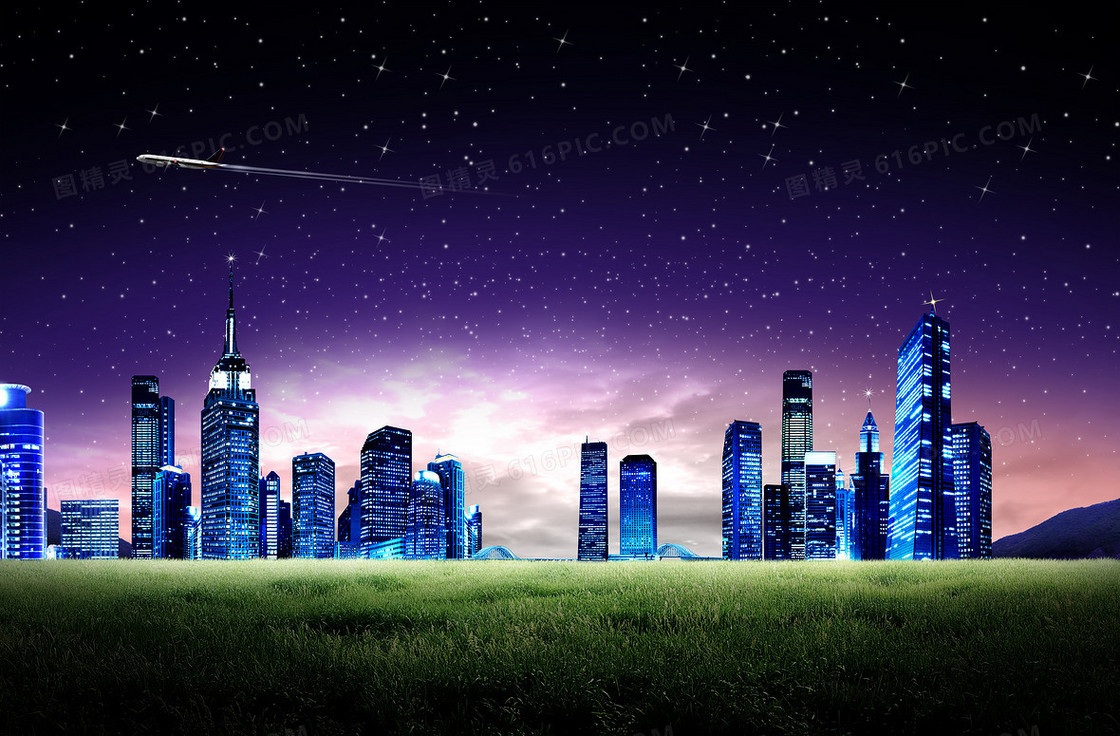 大气地产夜景背景