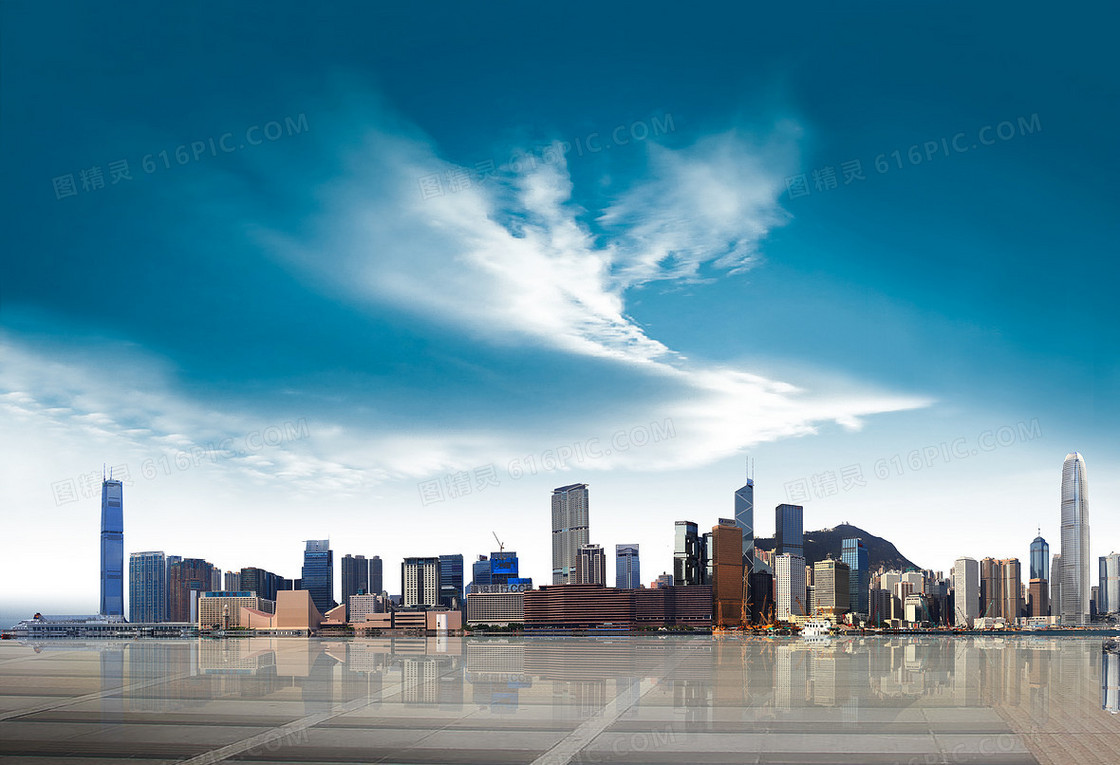 大气蓝色都市海报背景