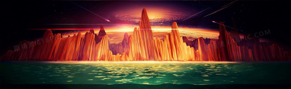酷炫科幻火山个性banner