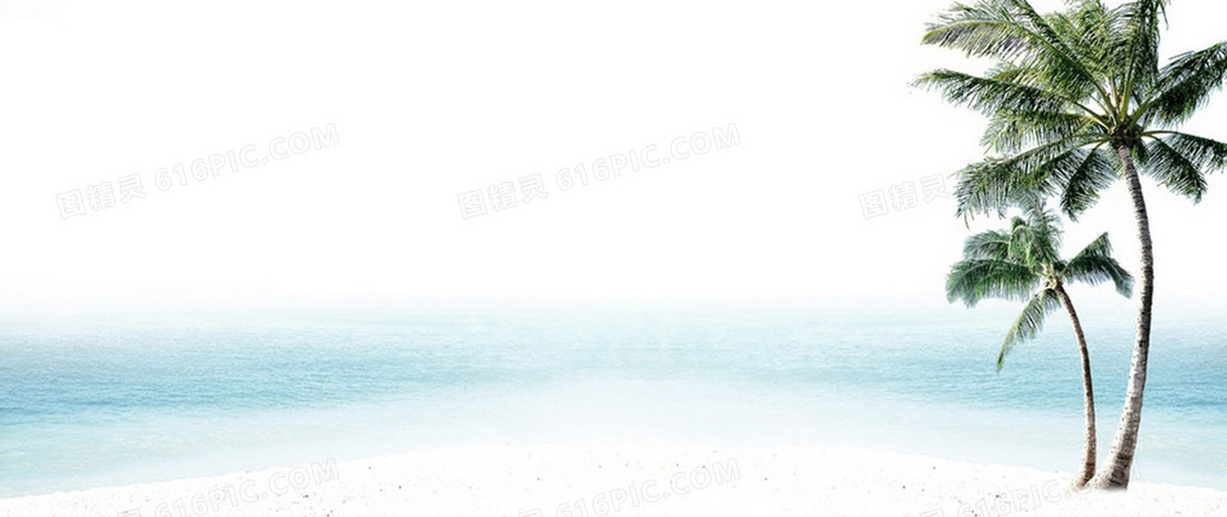 淘宝淡雅海边促销海报背景图片
