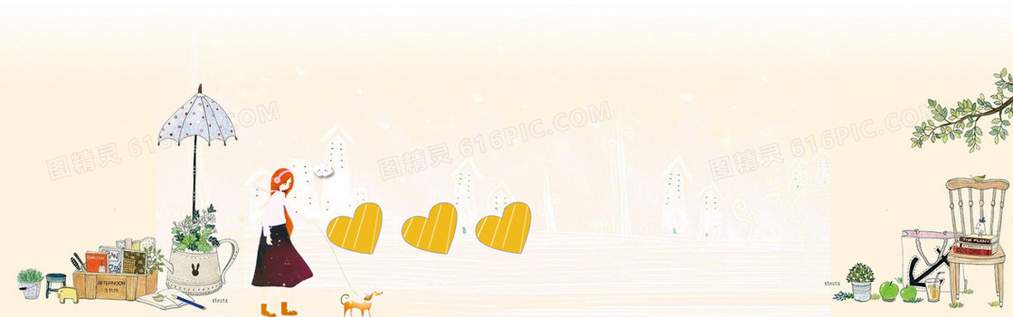 卡通小女孩可爱背景banner