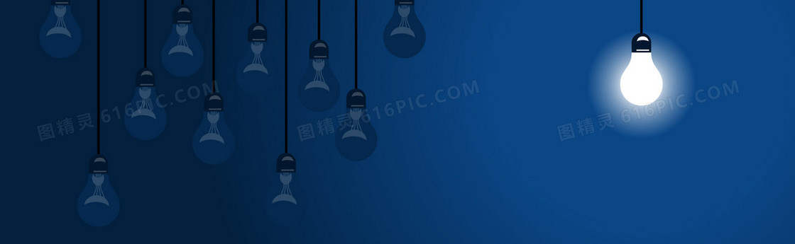 卡通扁平创意灯泡背景banner
