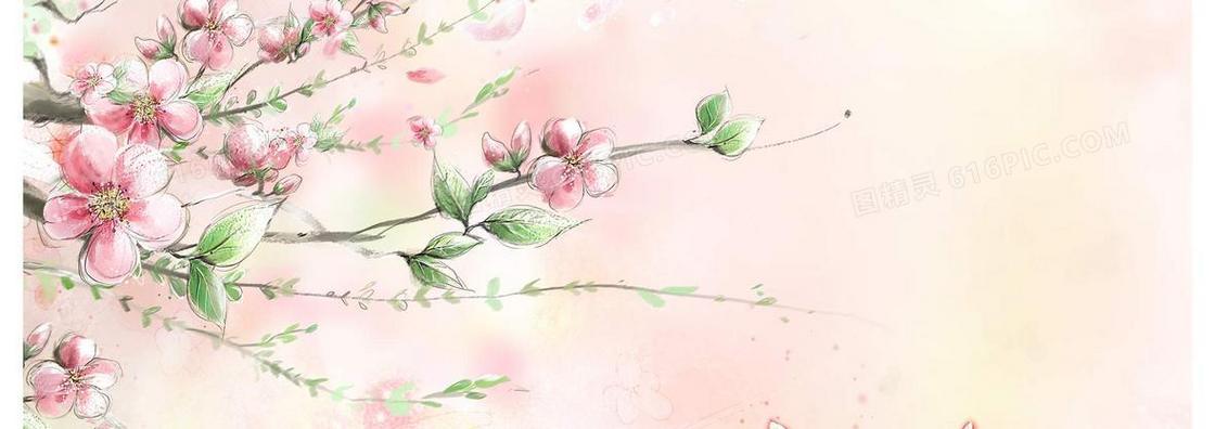 清新手绘水粉花朵背景