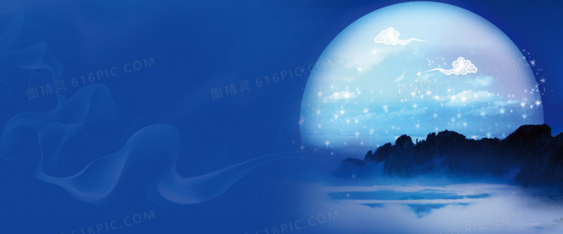 夜空圆月寂寞背景