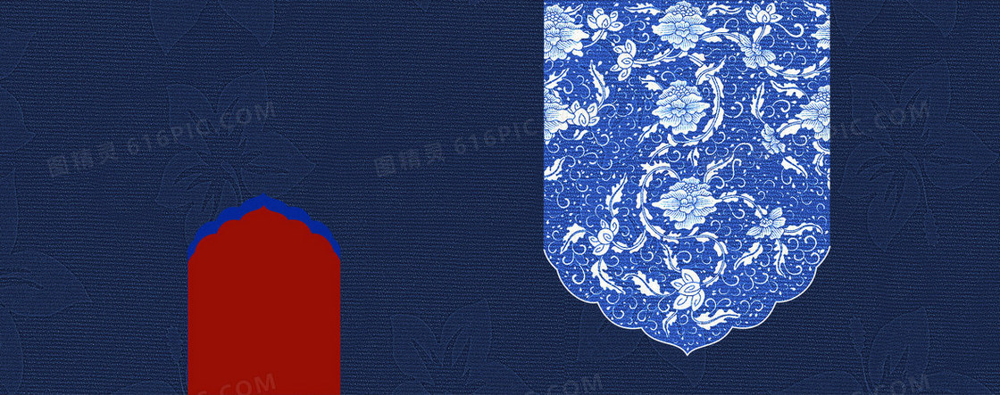 红蓝韩式风格复古花纹背景