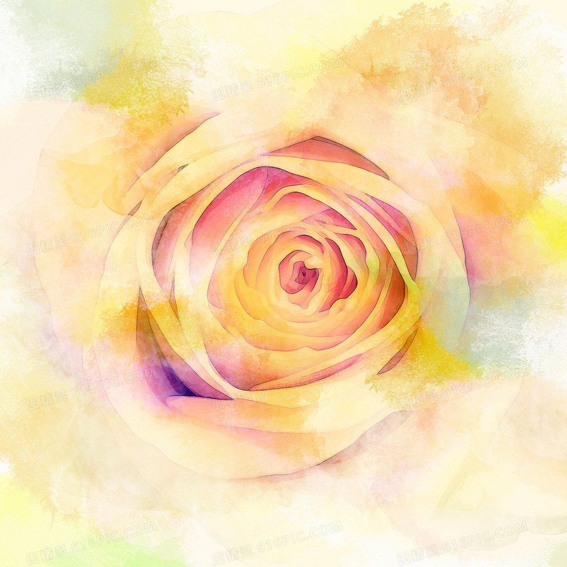 温馨浪漫唯美玫瑰花黄色印刷背景