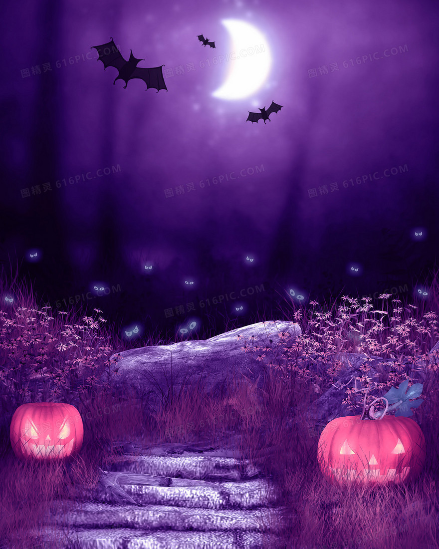 魔幻万圣节恐怖夜晚背景