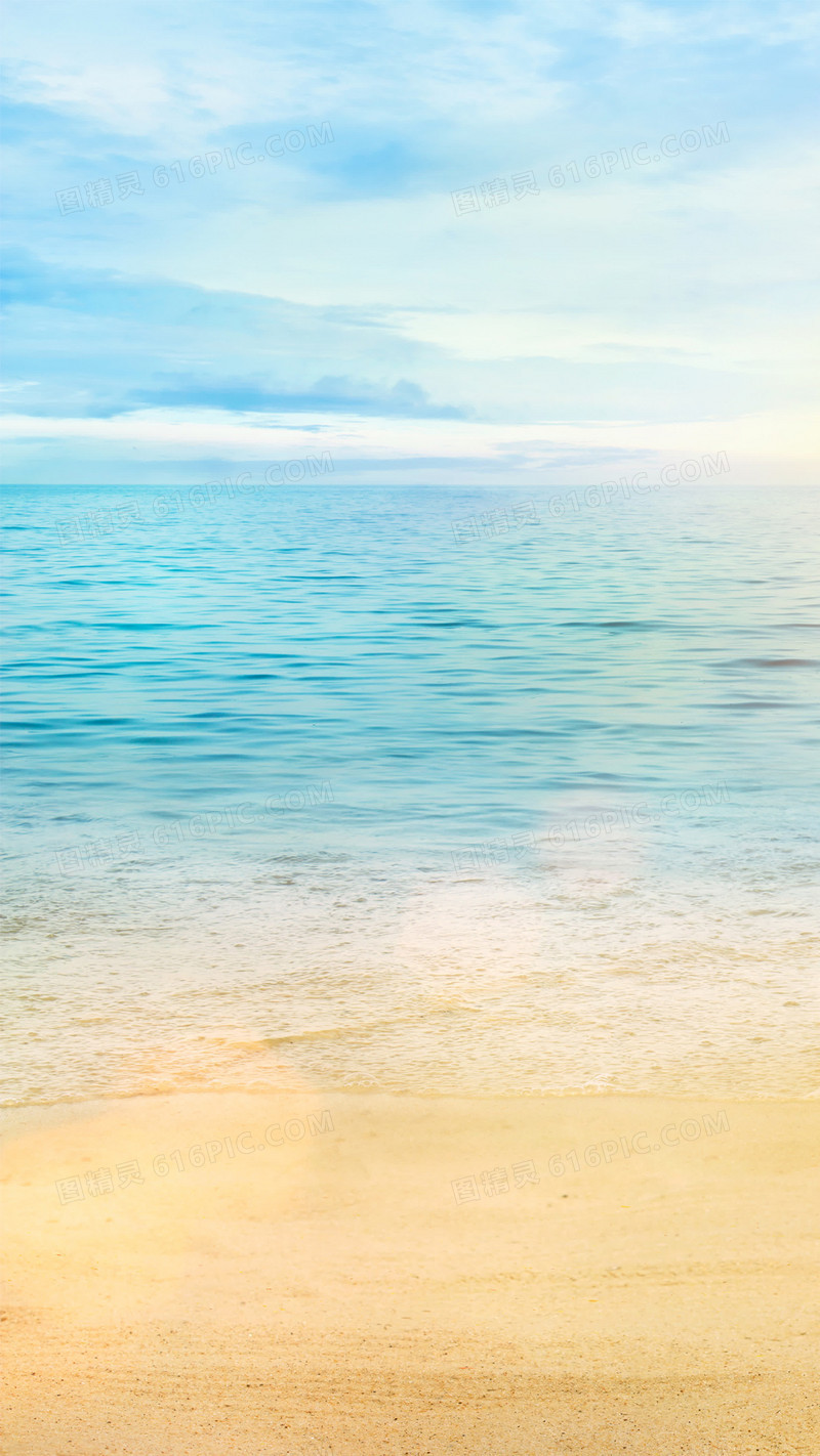 唯美蓝色沙滩H5背景素材