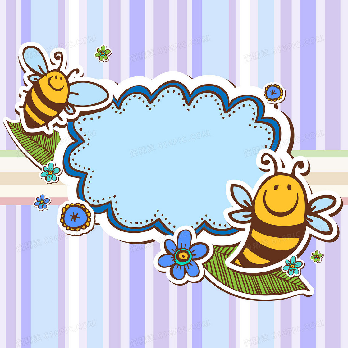创意卡通蜜蜂相框素材背景