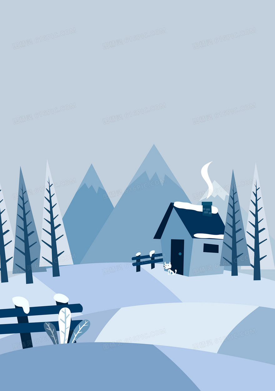 清新冰雪扁平插画矢量背景素材