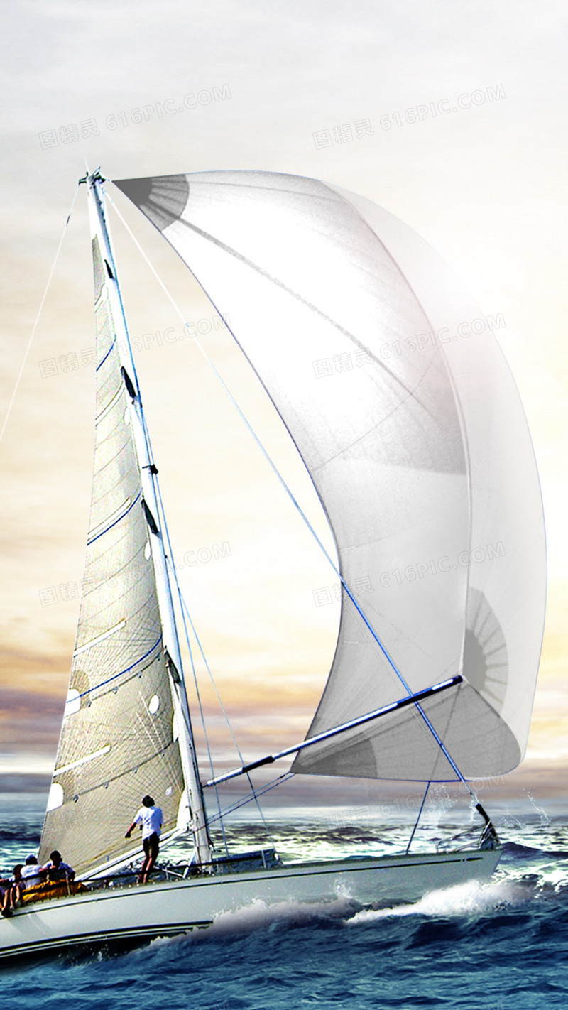 微信企业励志帆船H5背景素材
