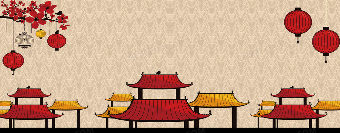 春节纹理质感棕色banner背景