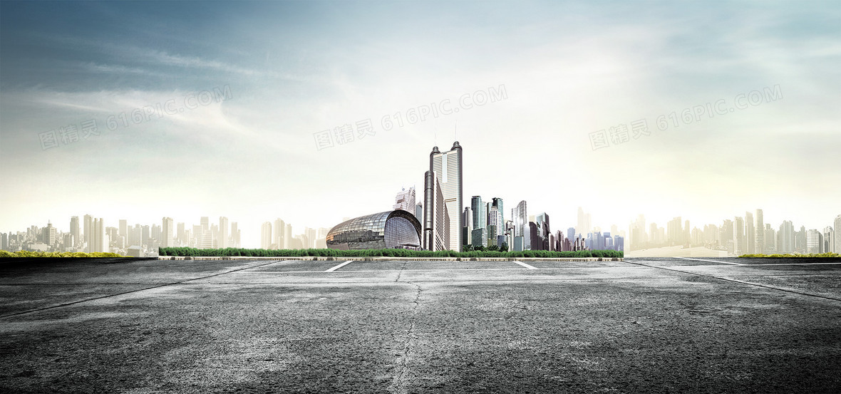 公路城市大气商务蓝色淘宝海报背景