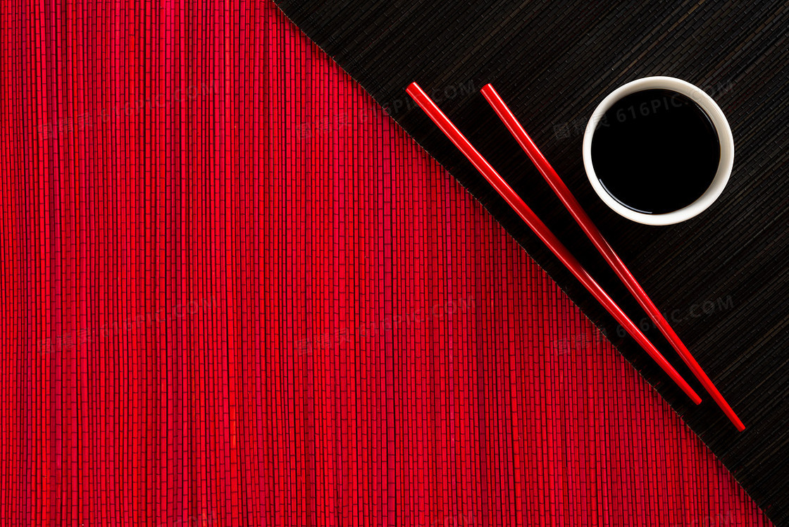 筷子与醋碟日本餐具海报背景素材