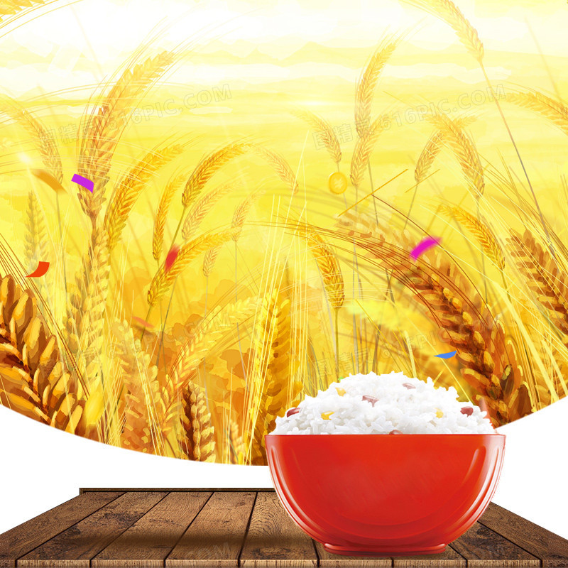金色麦子粮食PSD分层主图背景素材
