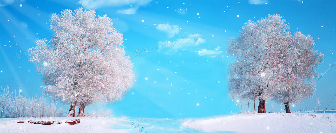 梦幻美丽雪景海报背景