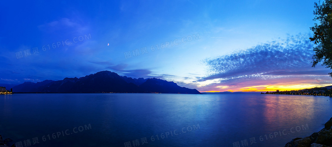 唯美大气夕阳海报背景
