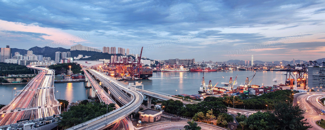 蓝天白云港口背景