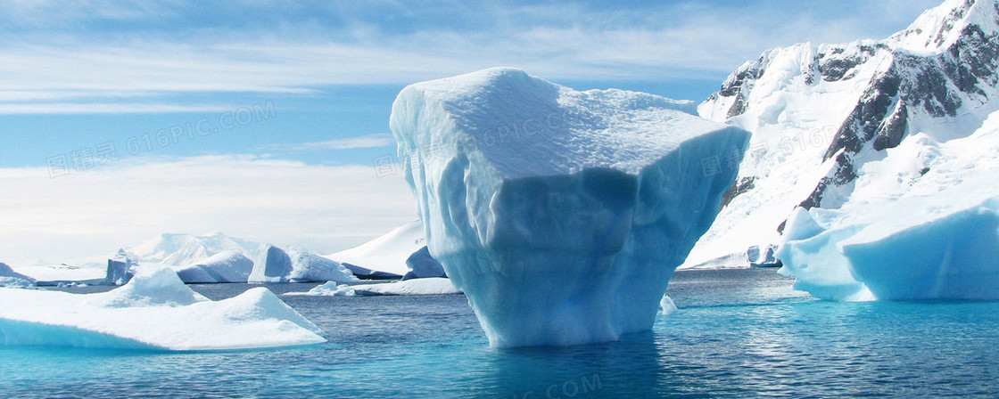 蓝色海洋冰川背景
