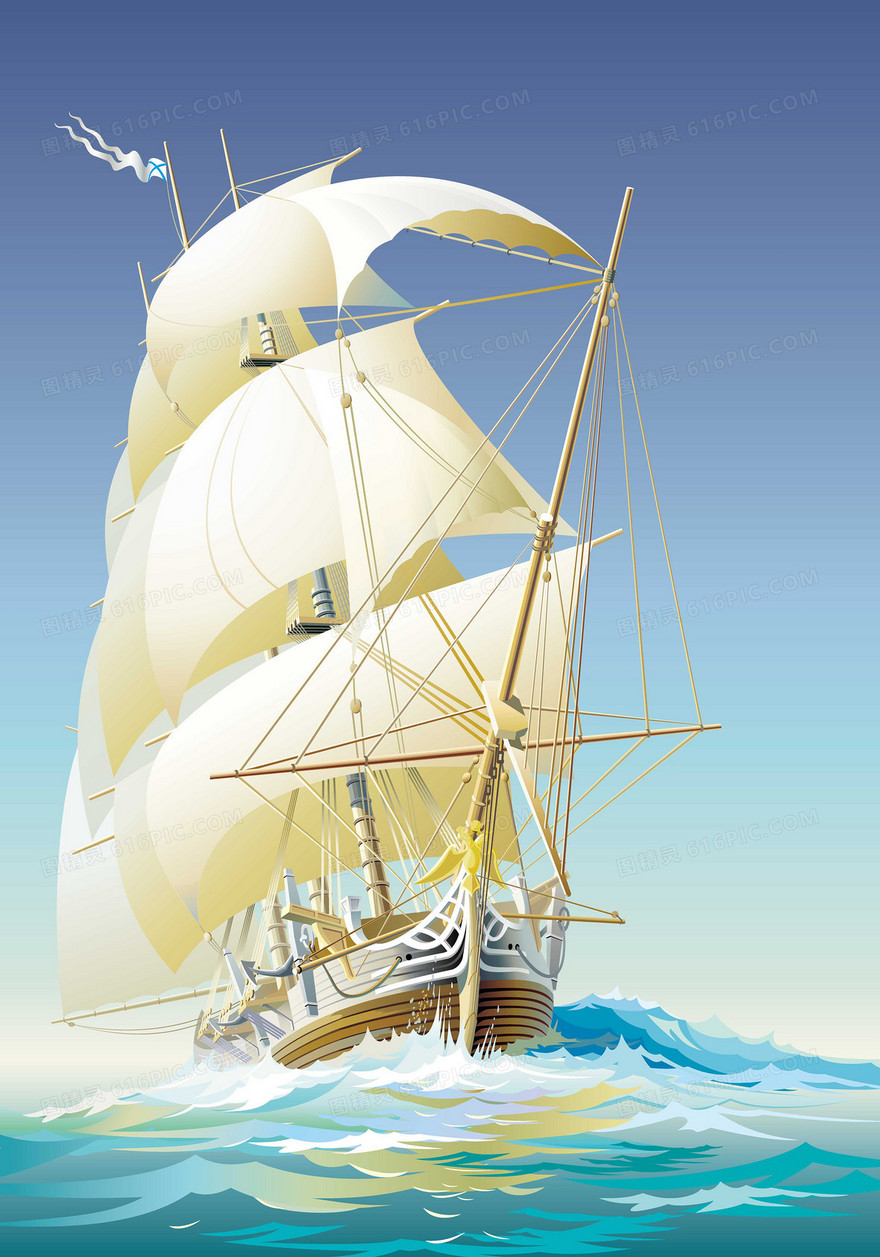 海浪帆船背景