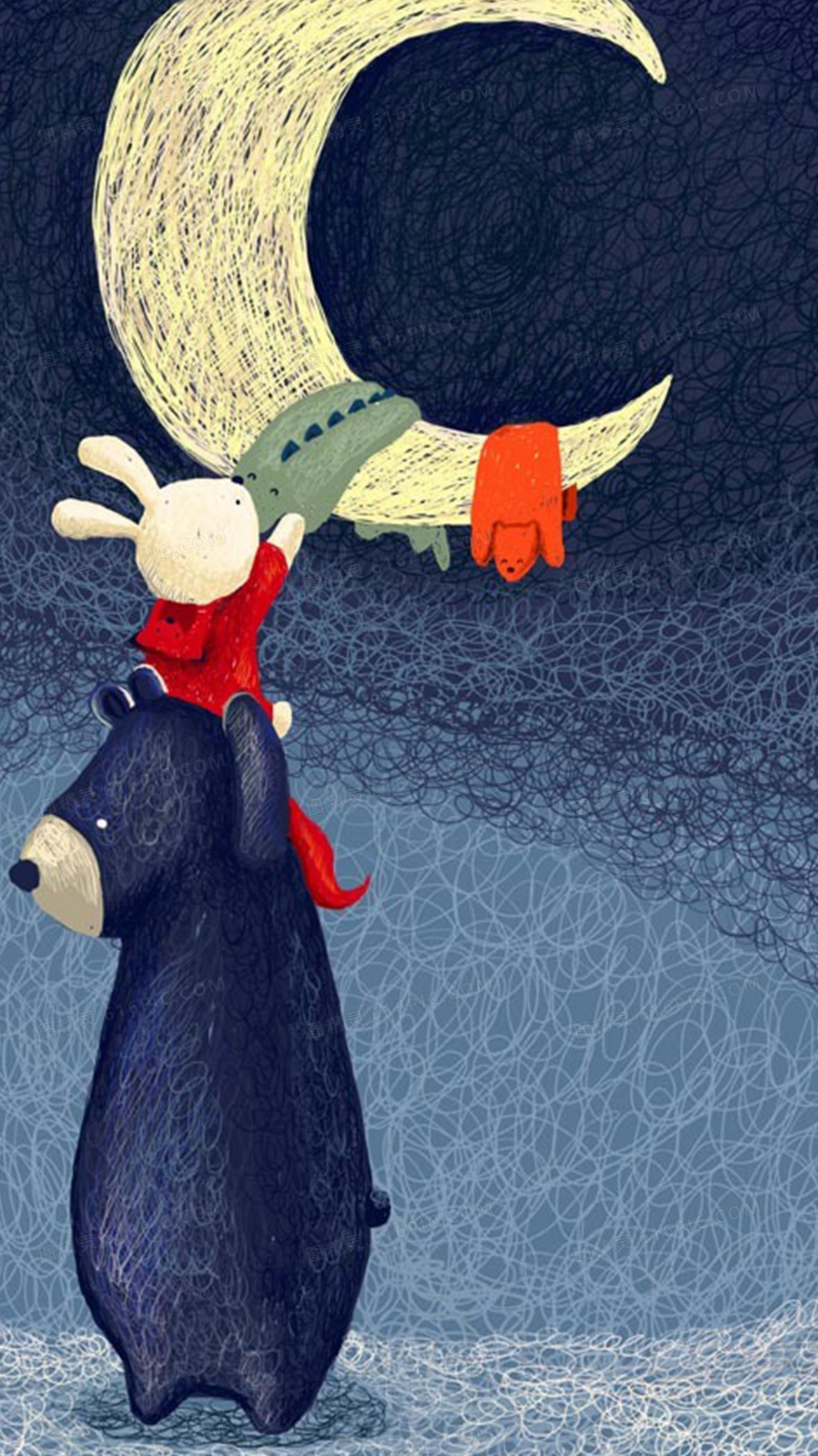 清新唯美插画h5背景