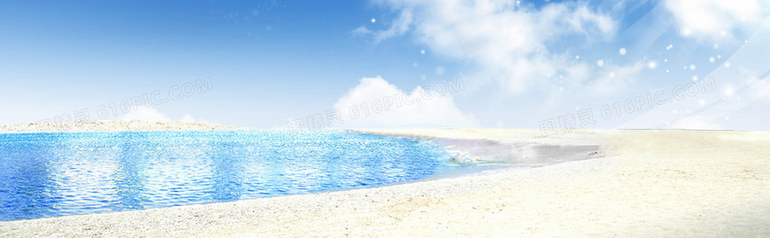 蓝色海滩沙滩背景素材