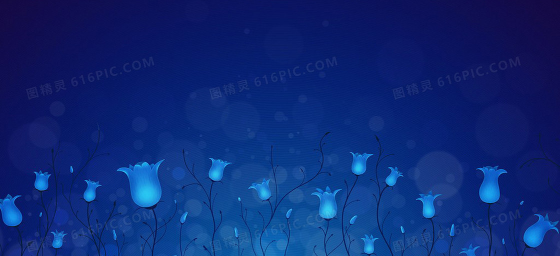 其他蓝底蓝色花朵背景