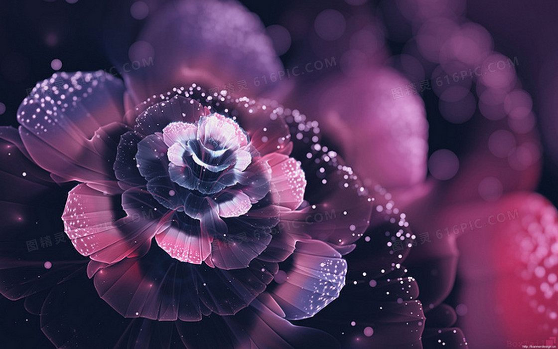 绚丽紫红色花朵海报背景素材