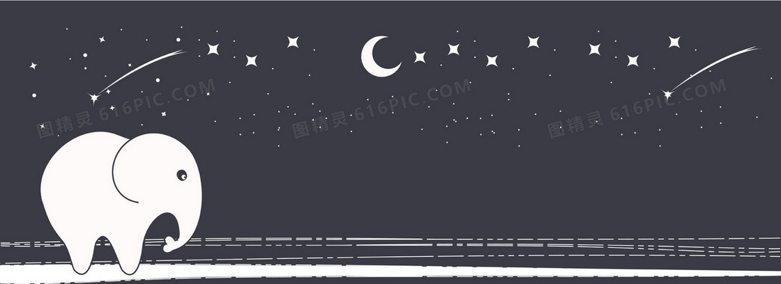卡通大象夜晚背景