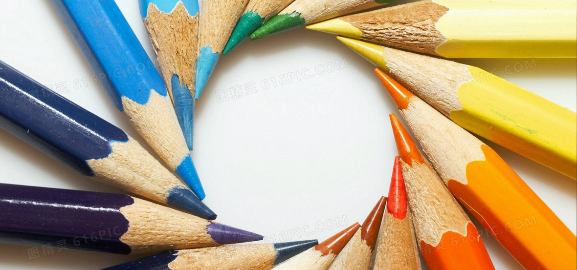 文艺简约彩色铅笔文具背景素材