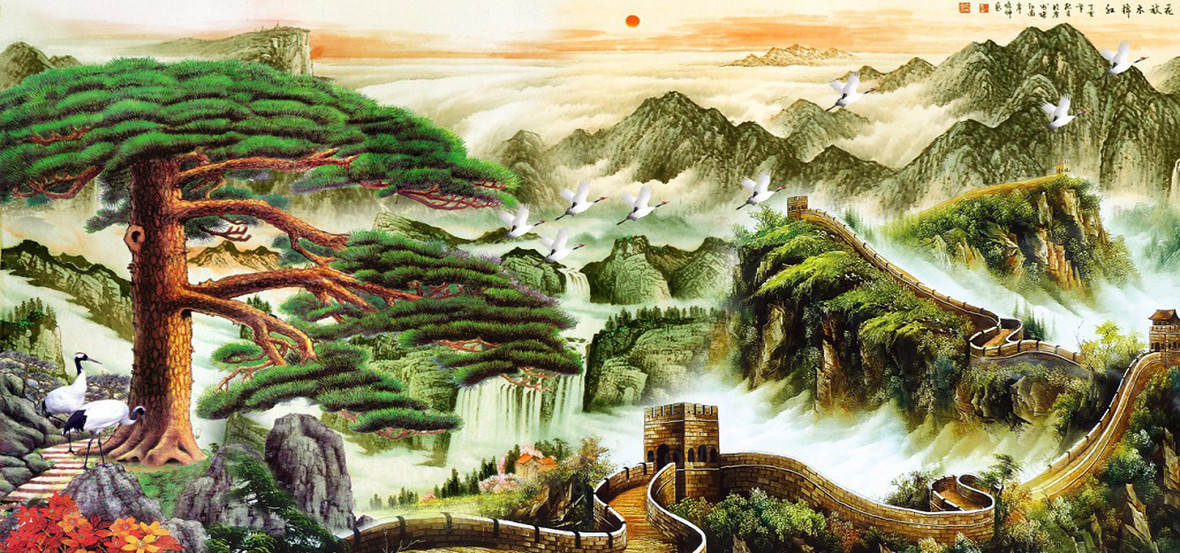 山水风景画背景图片下载_1920x900像素JPG格式_编号vnjfqx22z_图精灵