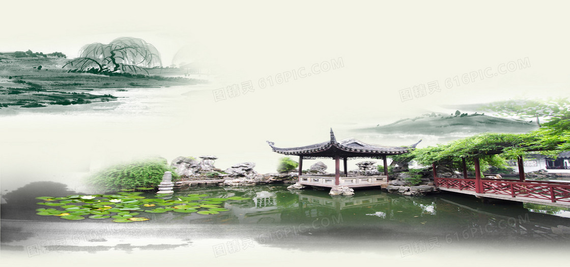 江南水墨山水风景