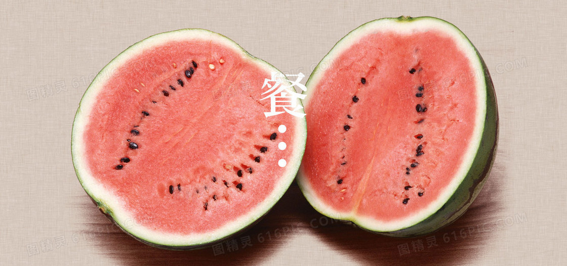 日系清新文艺夏日西瓜水果质感美食清爽背景