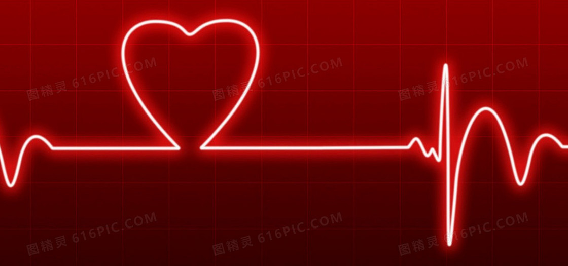 浪漫红心情人爱的心电图图片