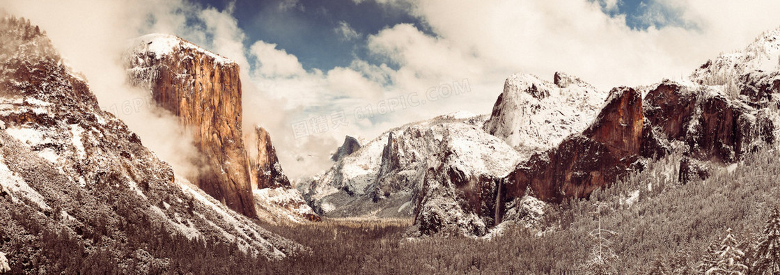 雪山背景banner装饰