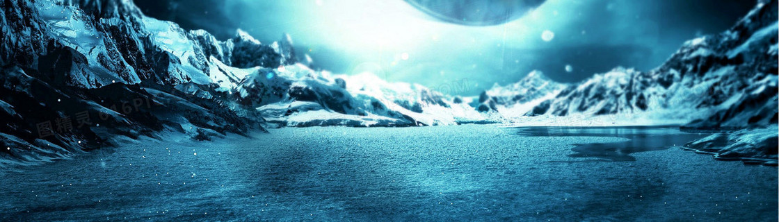 大气下雪山石背景