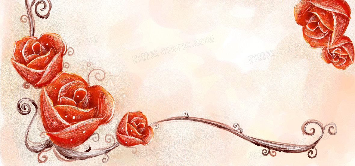 手绘玫瑰花背景图片下载 免费高清手绘玫瑰花背景设计素材 图精灵