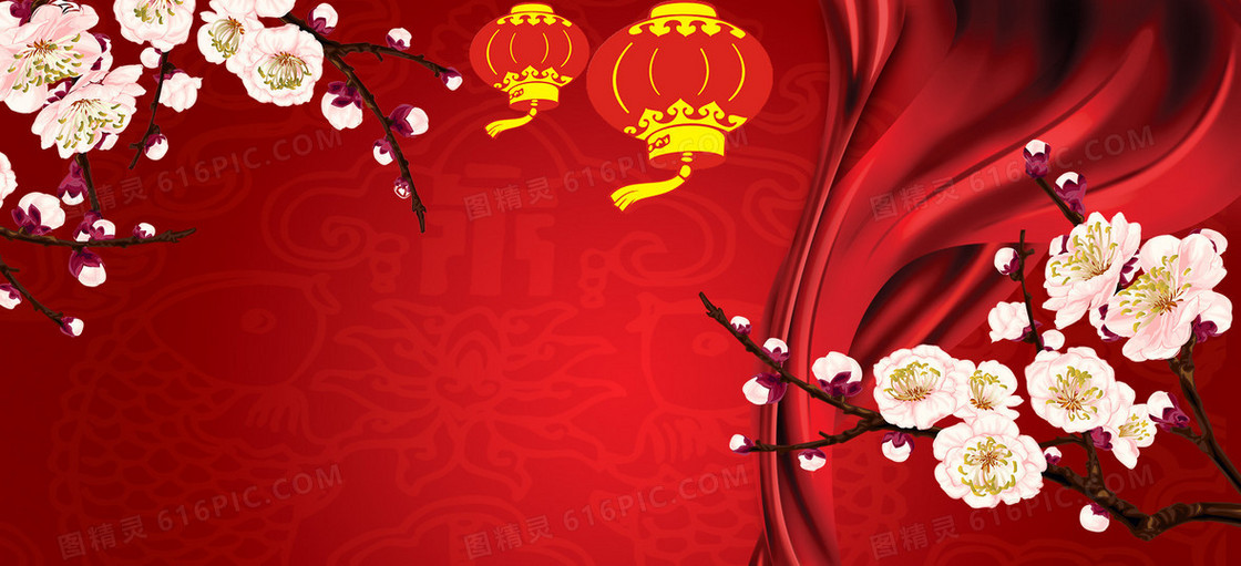 中国风大气红色喜庆新年背景banner