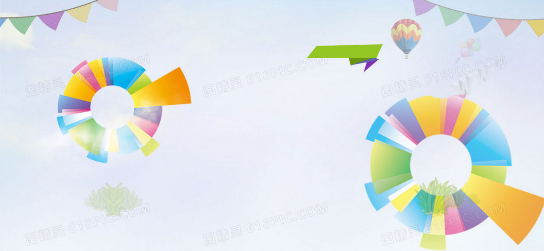 卡通七彩花圈背景banner