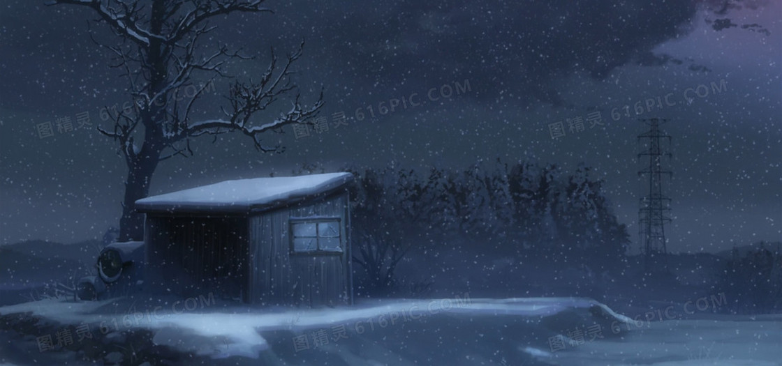 雪中的小木屋