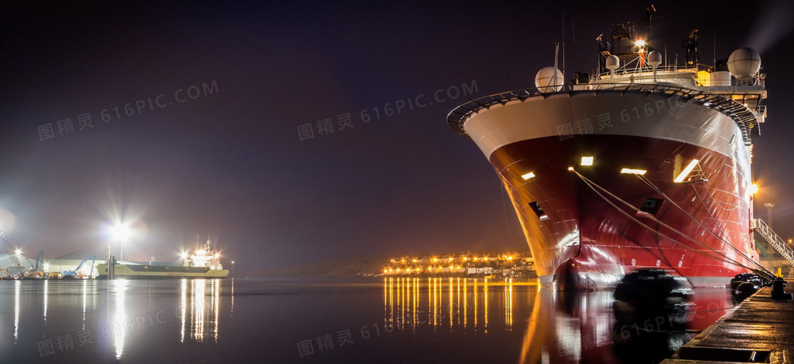 夜景大船海报背景