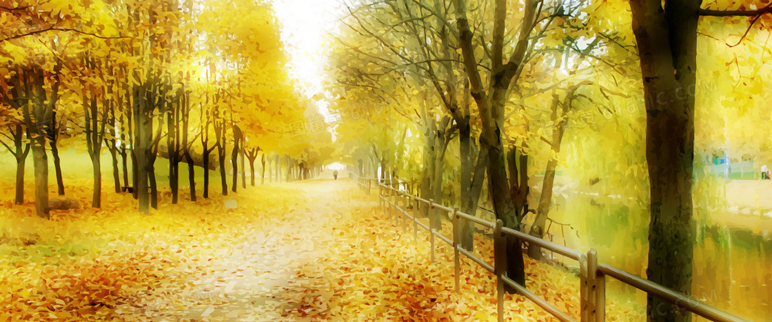 金色秋季风景背景