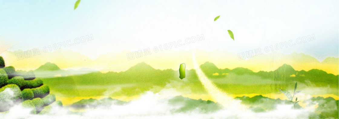 清新茶叶飘香背景banner