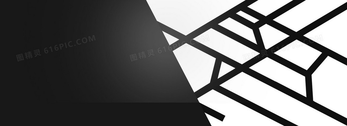 电商黑色几何多边形背景banner